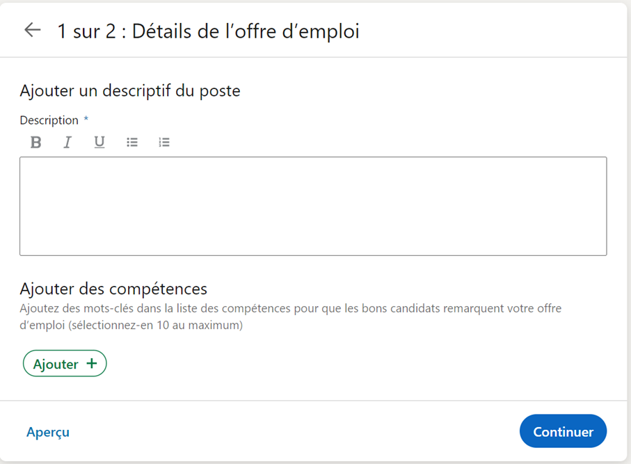 publier une offre d'emploi sur LinkedIn