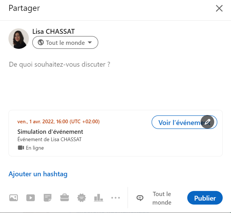 LinkedIn,évènement,publication,interaction communauté