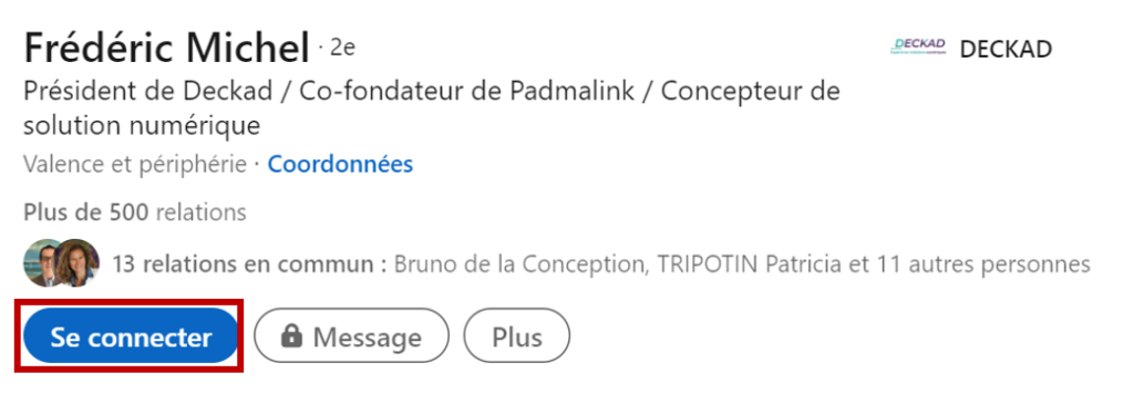 demande de connexion personnalisée