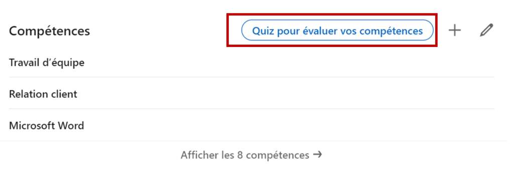 quiz pour évaluer mes compétences linkedin