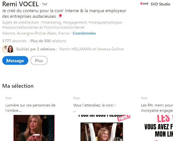 Chemin d'accès pour suivre une personne lorsque le bouton n'est pas mis en avant sur le profil