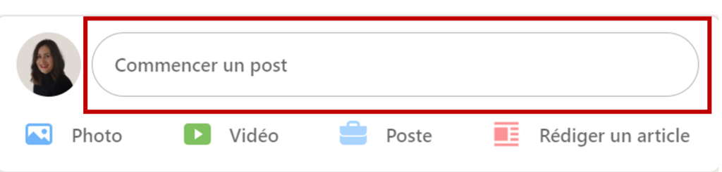 Image montrant "commencer un post" sur LinkedIn