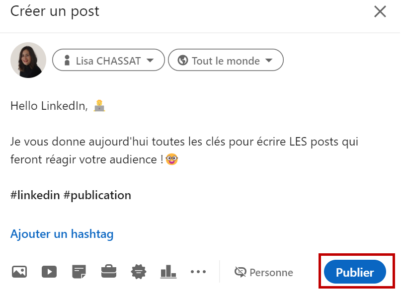 publier un post sur linkedin