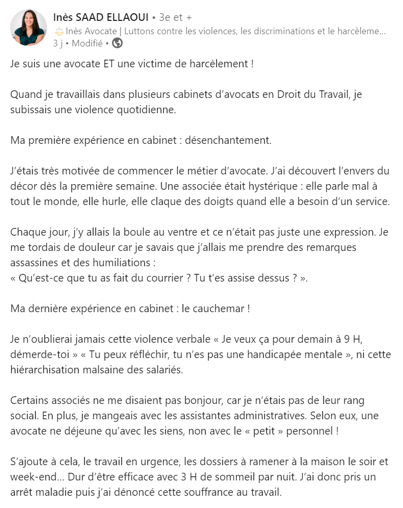post réaction linkedin soutien