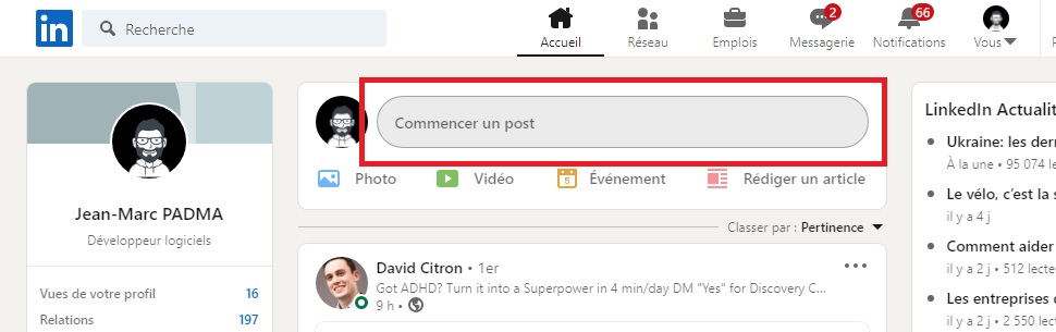 Créer un post en citant une entreprise