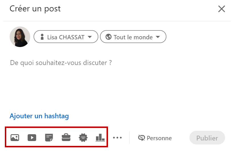 options de visuels pour un post linkedin