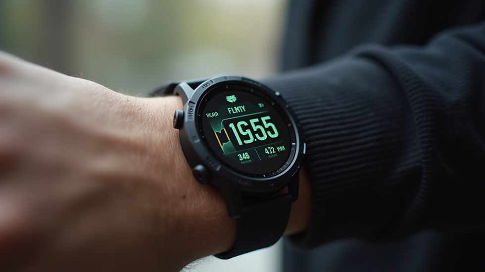 Close-up view of a smartwatch displaying health metrics