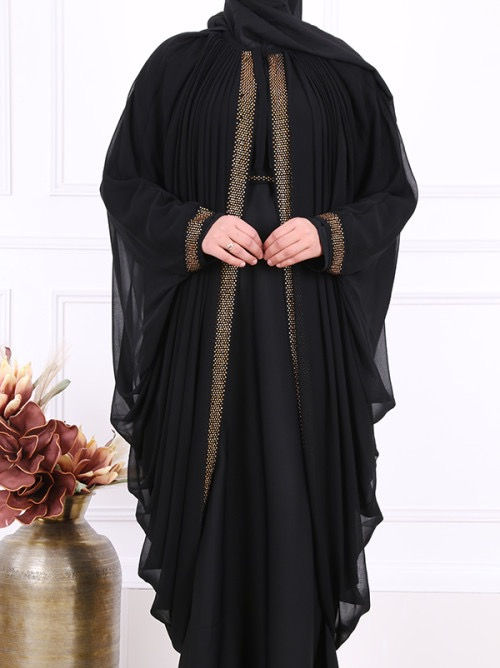 DUBAI NAHLA 2 PIECE ABAYA AND CHIFFON CAPE