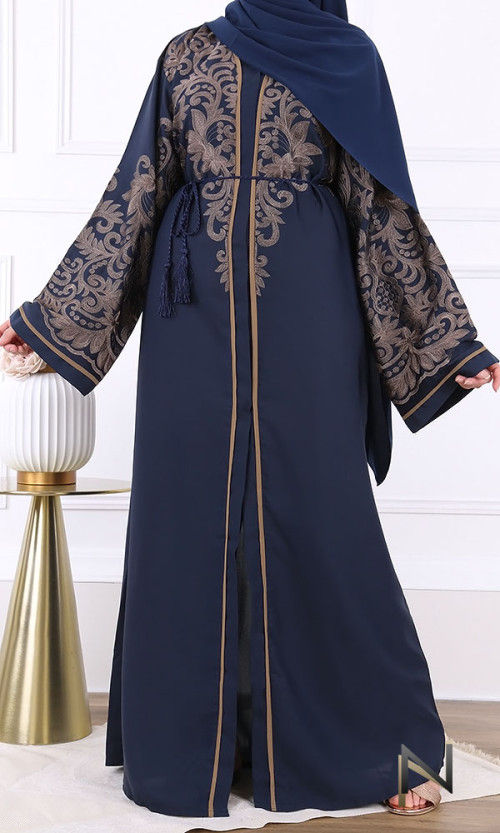 DUBAI JOHAR ARABESQUE EMBROIDERY AND EMIRATI SLEEVE ABAYA