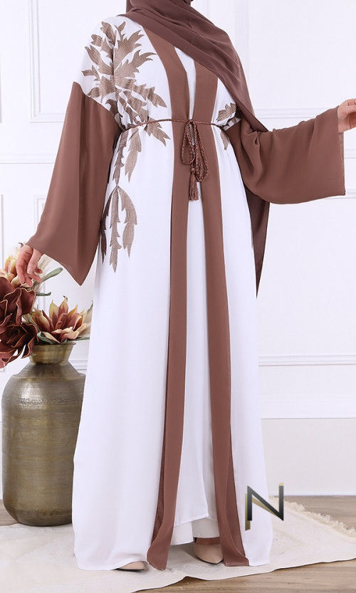 DUBAI EMMA TWO-TONE AND EMBROIDERY ABAYA