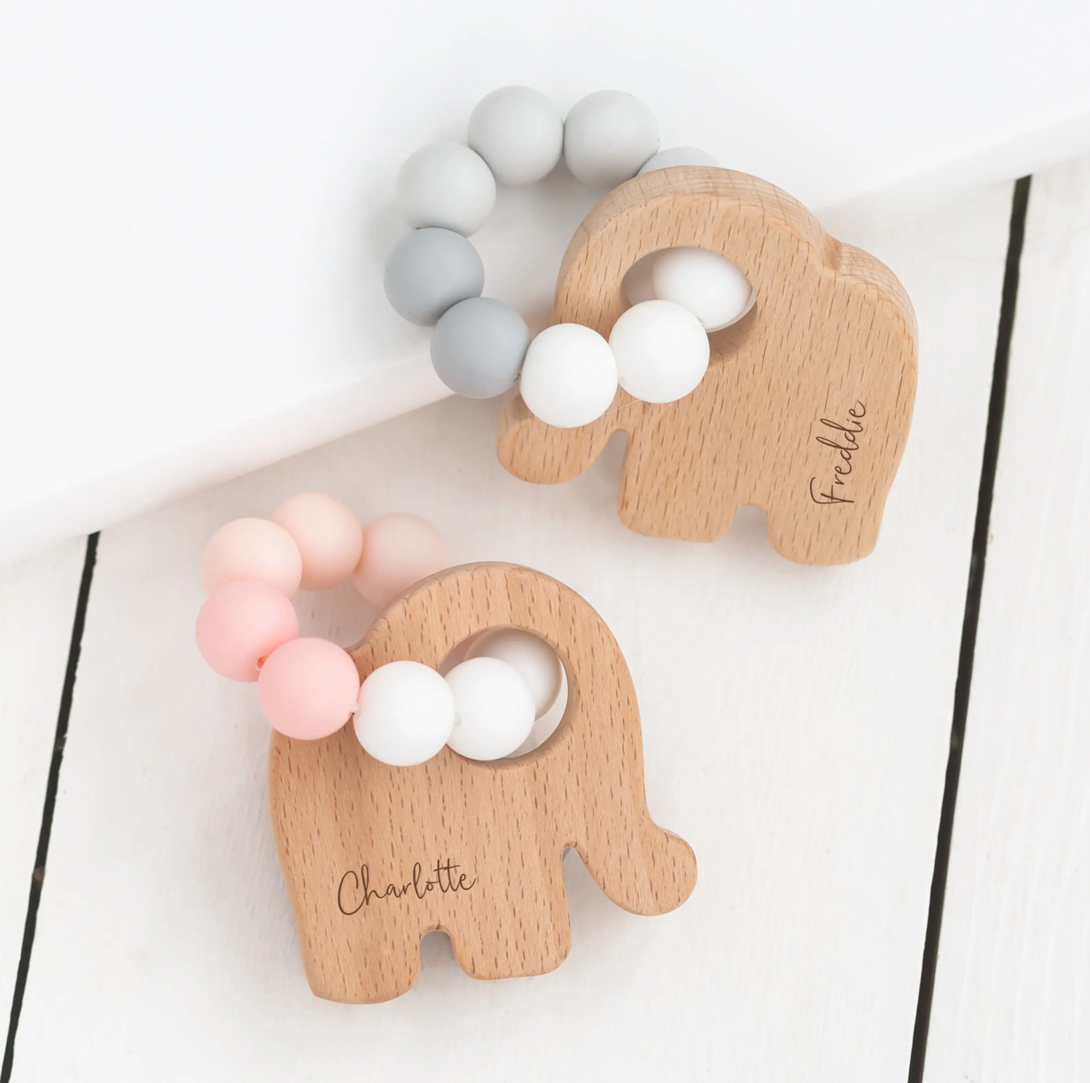 Personalised Wooden Elephant Teething Toy