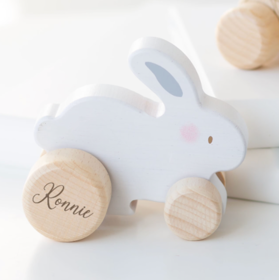 Personalised wooden bunny toy