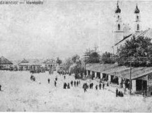 כיכר השוק של ז'טל לפני המלחמה, העיירה שהושמדה בשחיטה השנייה בז'טל, מתוך פנקס ז'טל