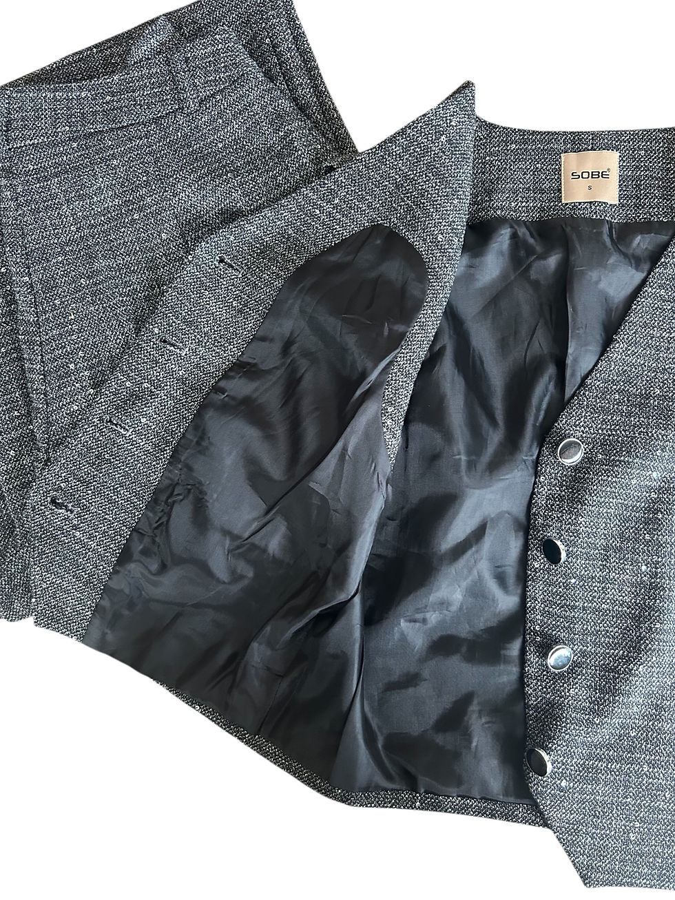 Miniature : Ensemble femme gilet sans manches et pantalon large gris – Style chic et élégant