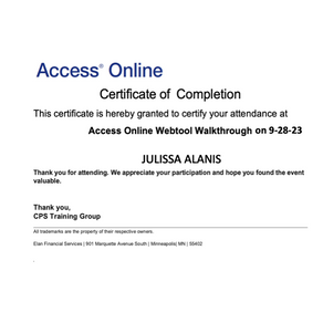CERTIFICATE OF COMPLETION