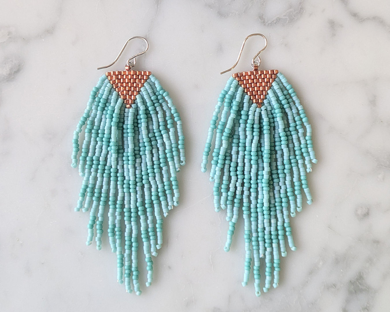 Très grandes boucles à franges turquoise