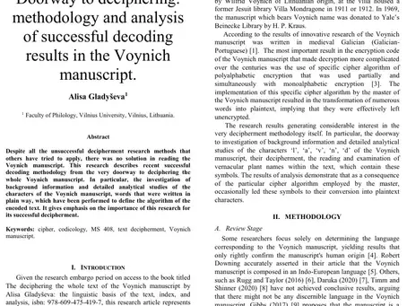 Review of “Doorway to deciphering: methodology and analysis of successful decoding results in the Voynich manuscript by Alisa Gladyševa” 2024