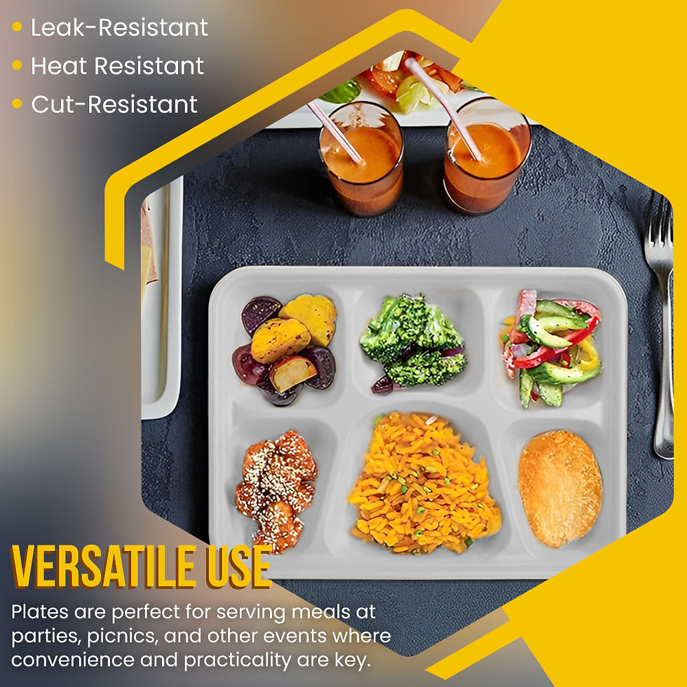 Thumbnail: Sugarcane Bagasse 6 Compartment Plates Biodegradable Section Plates - 11" (28cm)