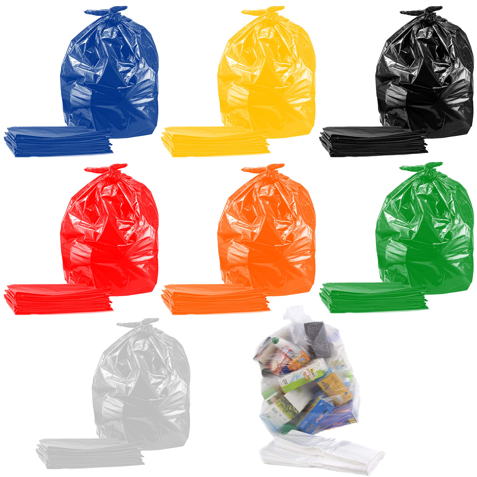 Bin Liner Bags Assorted Rubbish Wastage Bags 18" x 29" x 39" 160 Gauge Up to 90L