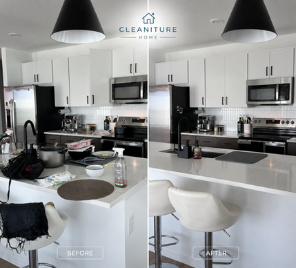 Kitchen before and after professional house cleaning