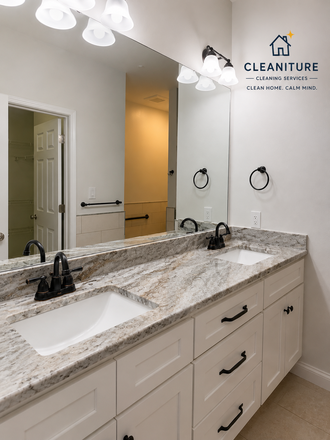 Clean bathroom vanity with recurring house cleaning in Mooresville NC