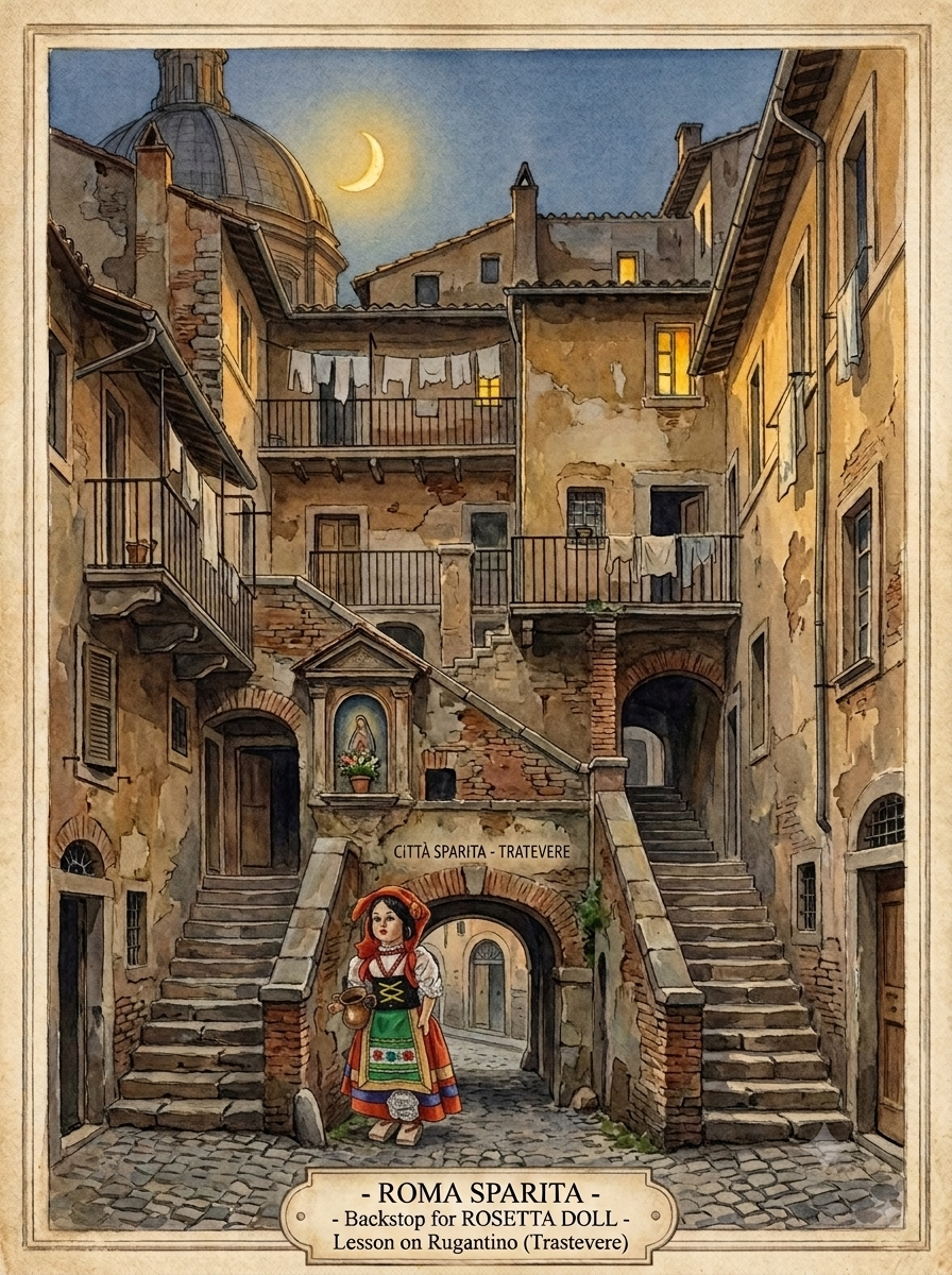 AI rendition  of a street in Trastevere 