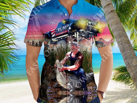 Funny Trump Riding A Crocodile Car Hawaii Shirt