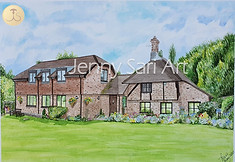 watercolour country house