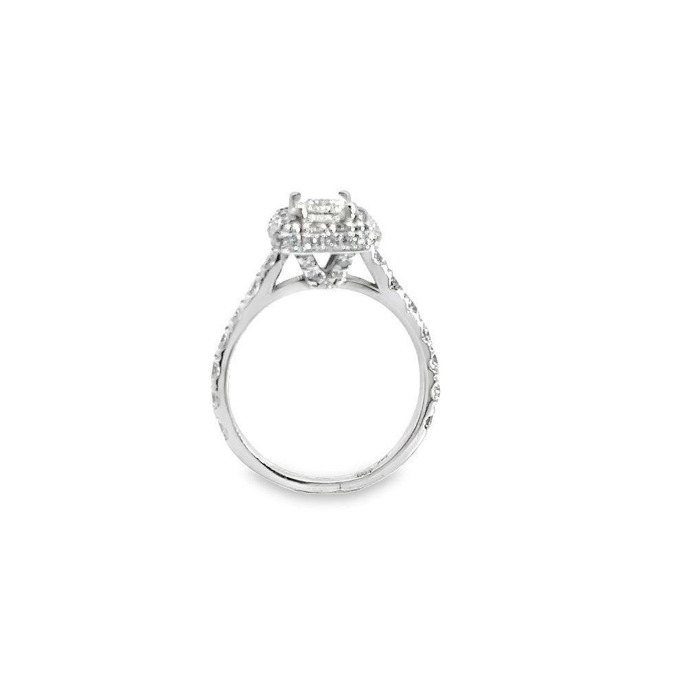 Thumbnail: Emerald Cut Halo Bridal Set - 2 pcs.