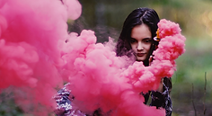 Girl with Smoke Flares