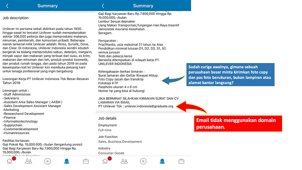screenshot linkedin fake unilever