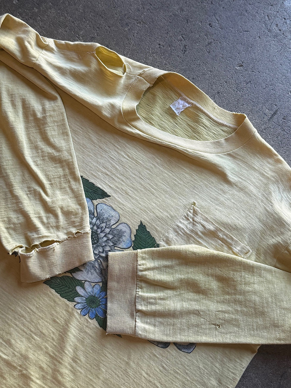 Thumbnail: 1970s Distressed Pocket Print Long Sleeve Tee Shirt