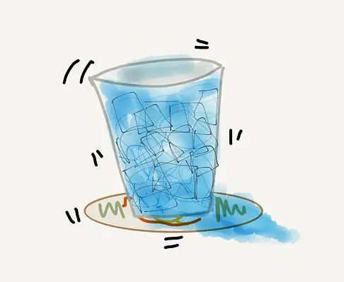 drawing of a water glass sweating