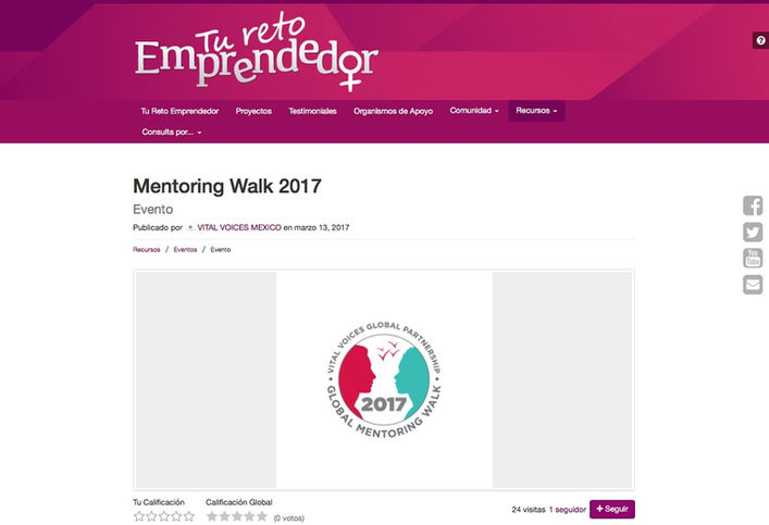TuRetoEmprendedor promotion of MUSEIC Women Entrepreneurship partner organizations (VitalVoices)