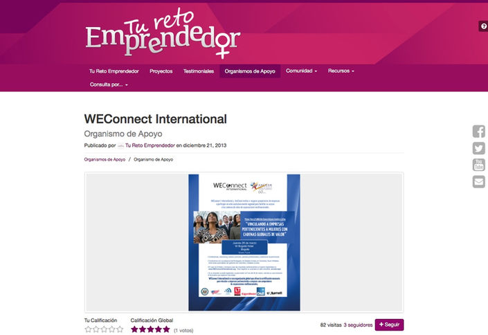 TuRetoEmprendedor promotion of MUSEIC Women Entrepreneurship partner organizations (WeConnect)