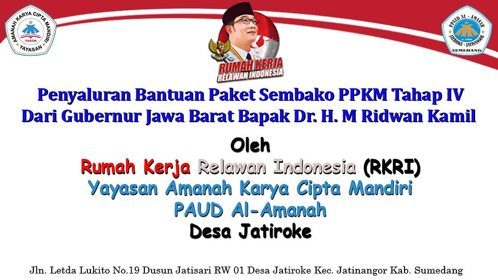 Penyaluran Paket Sembako PPKM Tahap IV Dari Gubernur Jawa Barat Bapak Ridwan Kamil Oleh YAKCM