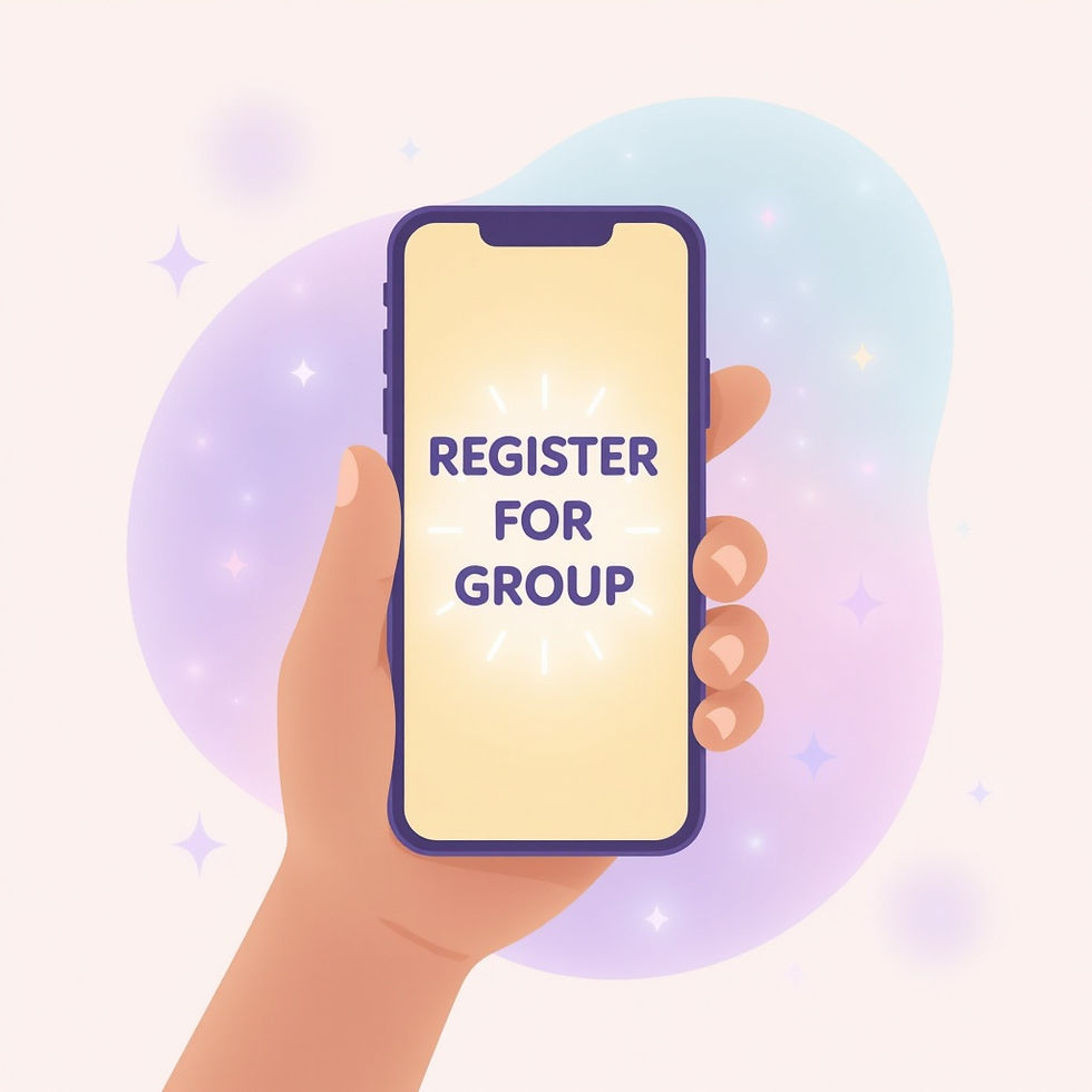 Smartphone showing options to register for groups.