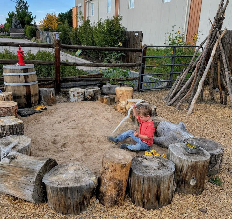 Sand Area + Water Barrel Pump + Tepee - Preschool in Lafayette, CO