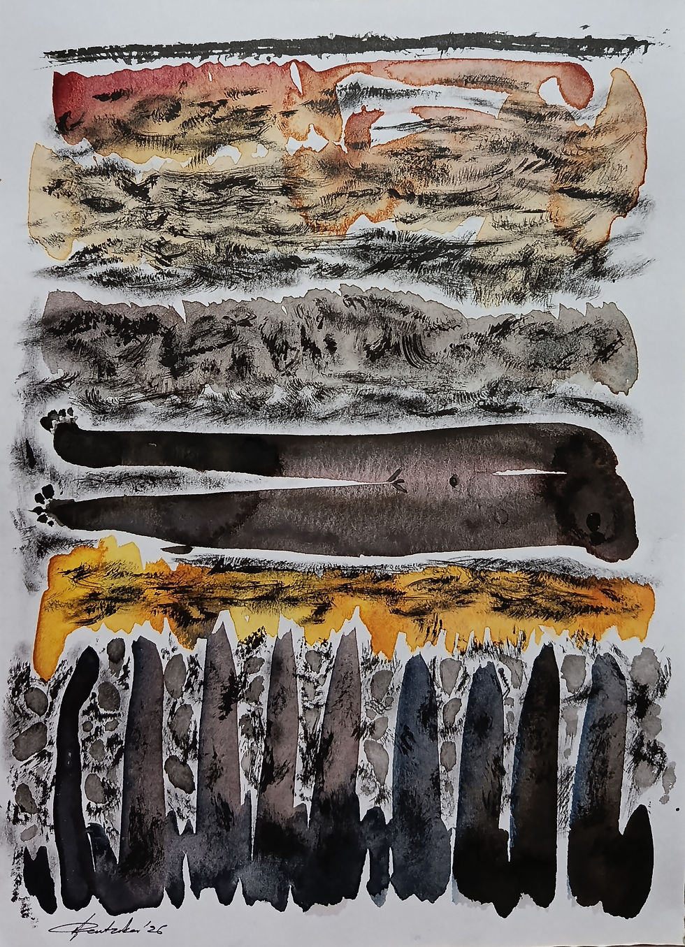 Untitled, watercolour and chinese ink on paper, 29 x 21 cm, 2026