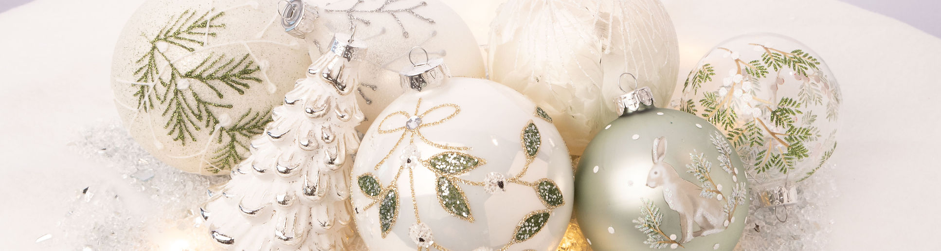 Silver Tree assorted ornaments