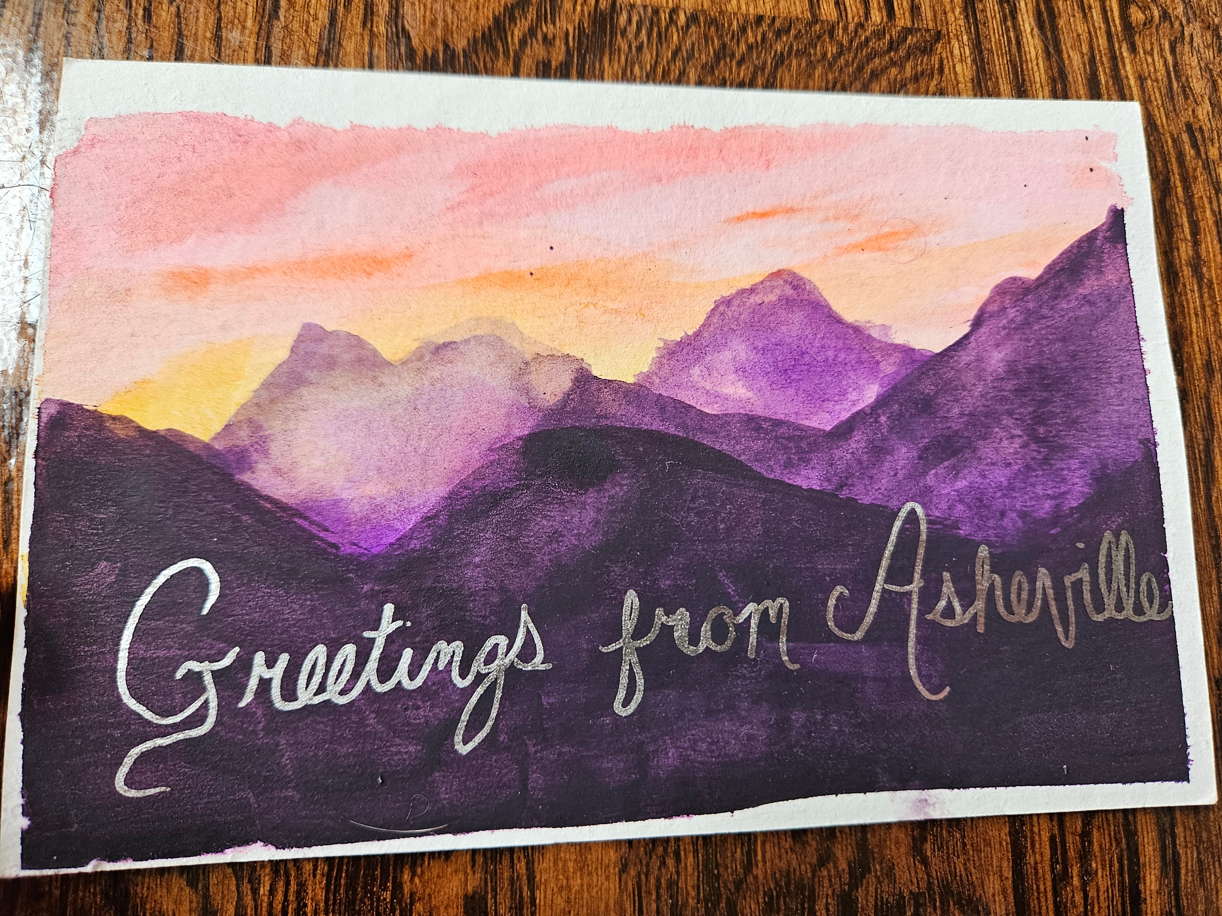 mountain range postcard-Asheville