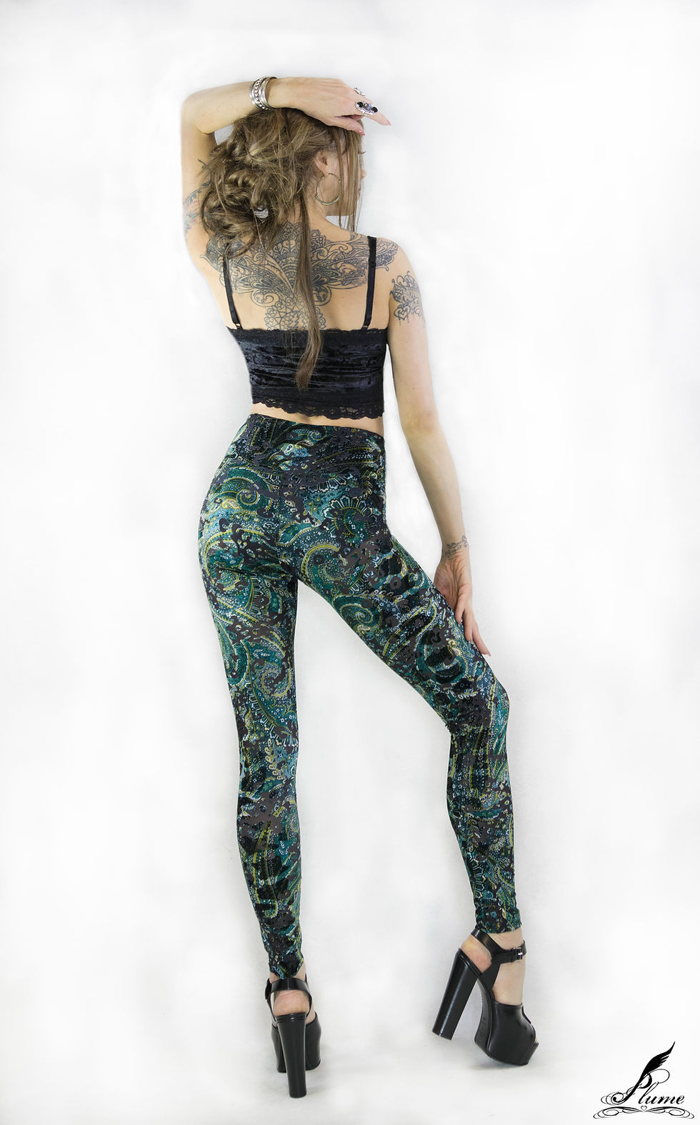Thumbnail: Layla High Waisted  Leggings- Green Golden Paisley