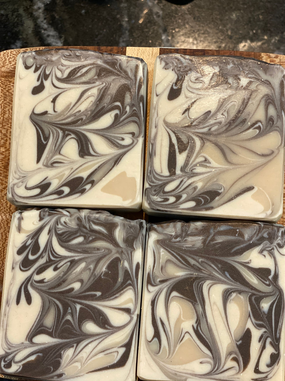 brown and cream swirl soap