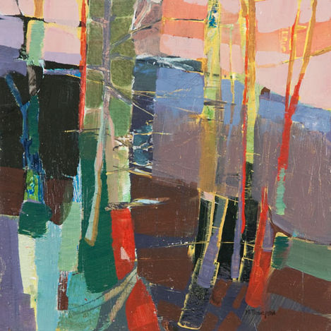 Blue Ridge, acrylic abstract landscape painting, Marjorie Thompson 