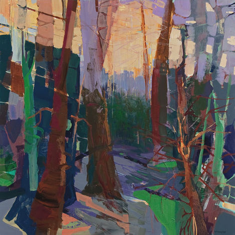 acrylic abstract landscape painting, marjorie thompson