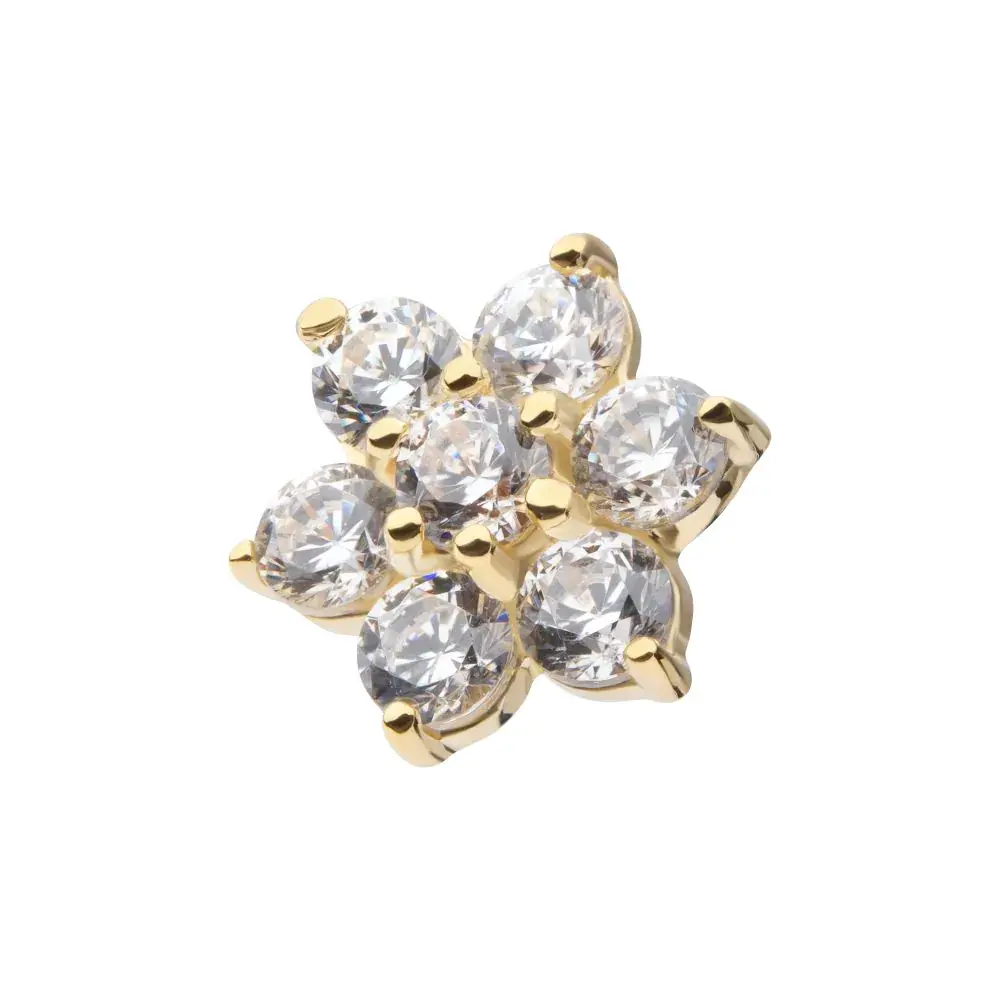 Gold Prong Set 7-Gem Flower Top Dermal