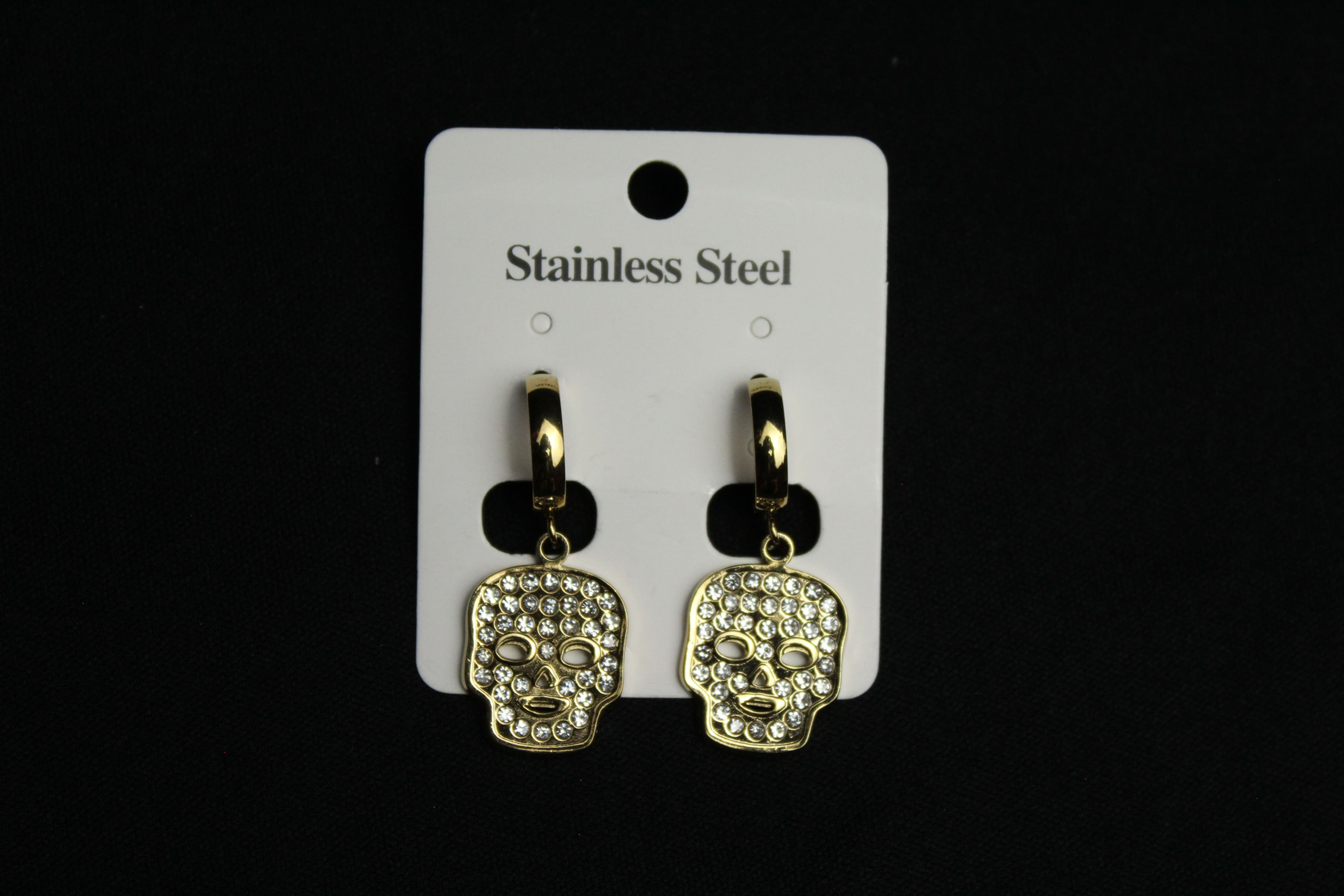 Aretes de calavera con pedrería