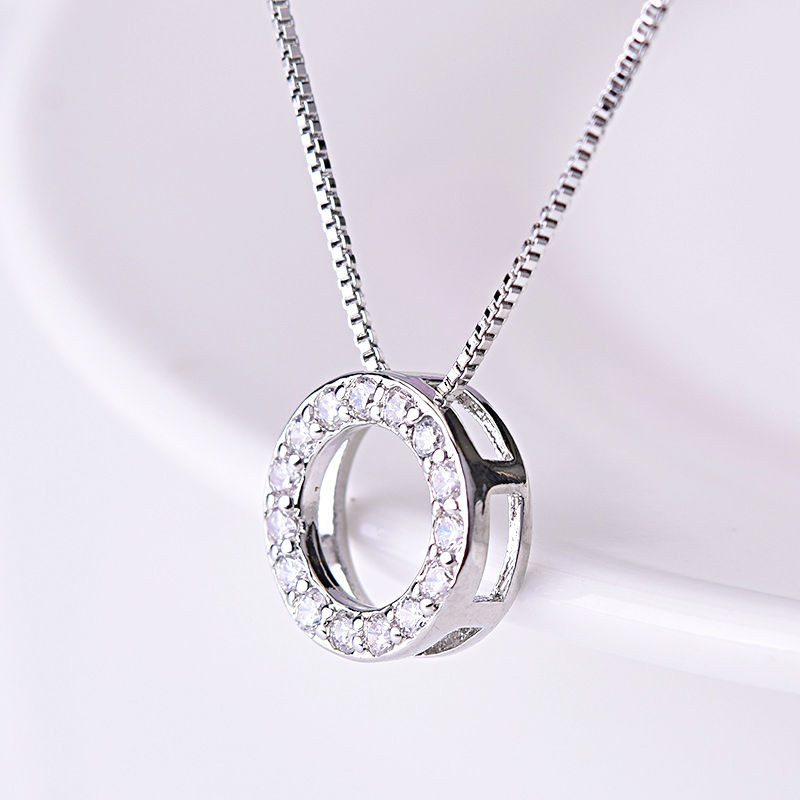 Thumbnail: Amorie Halo Necklace – 925 Sterling Silver & Zircon