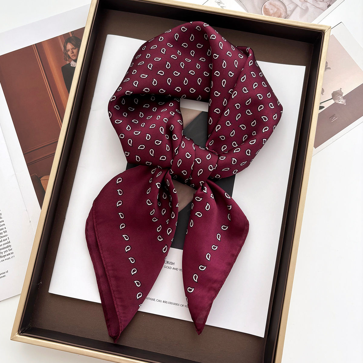 Floral Satin Square Scarf