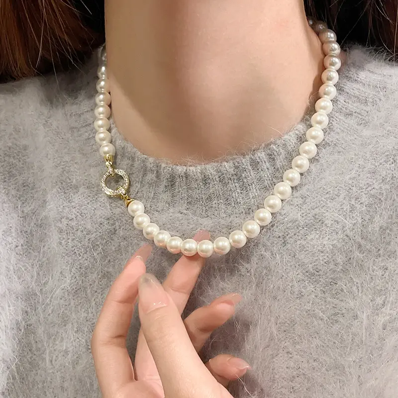 Thumbnail: French Pearl & Zircon Necklace — Amevienne